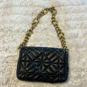 Zara black purse with gold chain strap